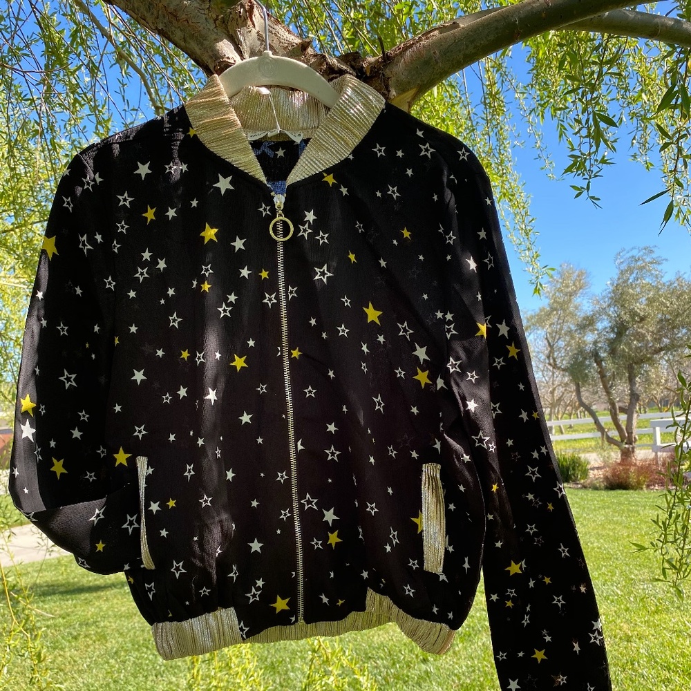 NWT Unique Black Gold Track Suit style jacket